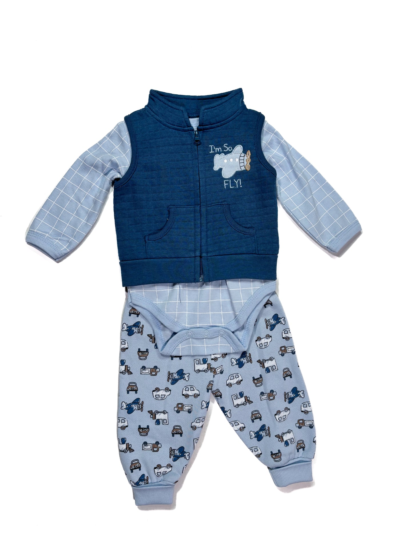 Conjunto Chaleco Azul Avion
