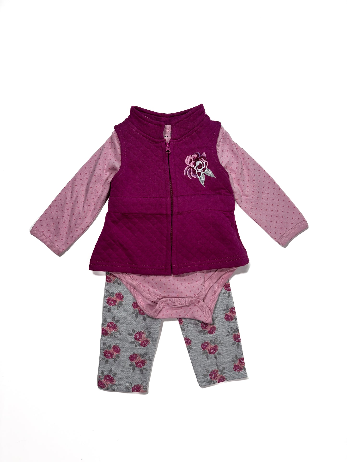 Conjunto Chaleco Morado Flor