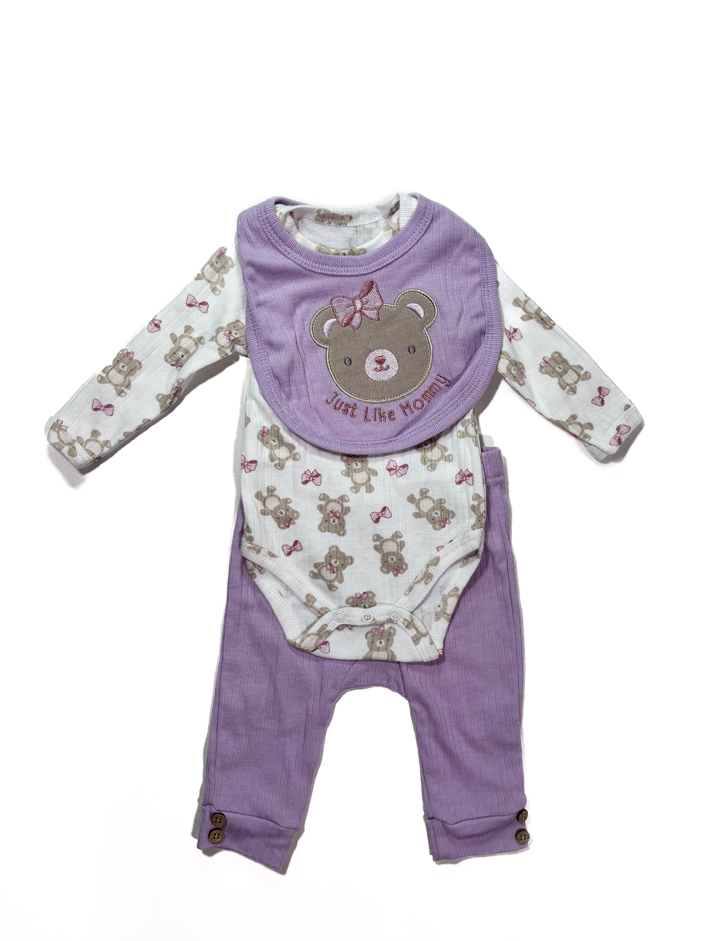 Conjunto 3p Lila Oso