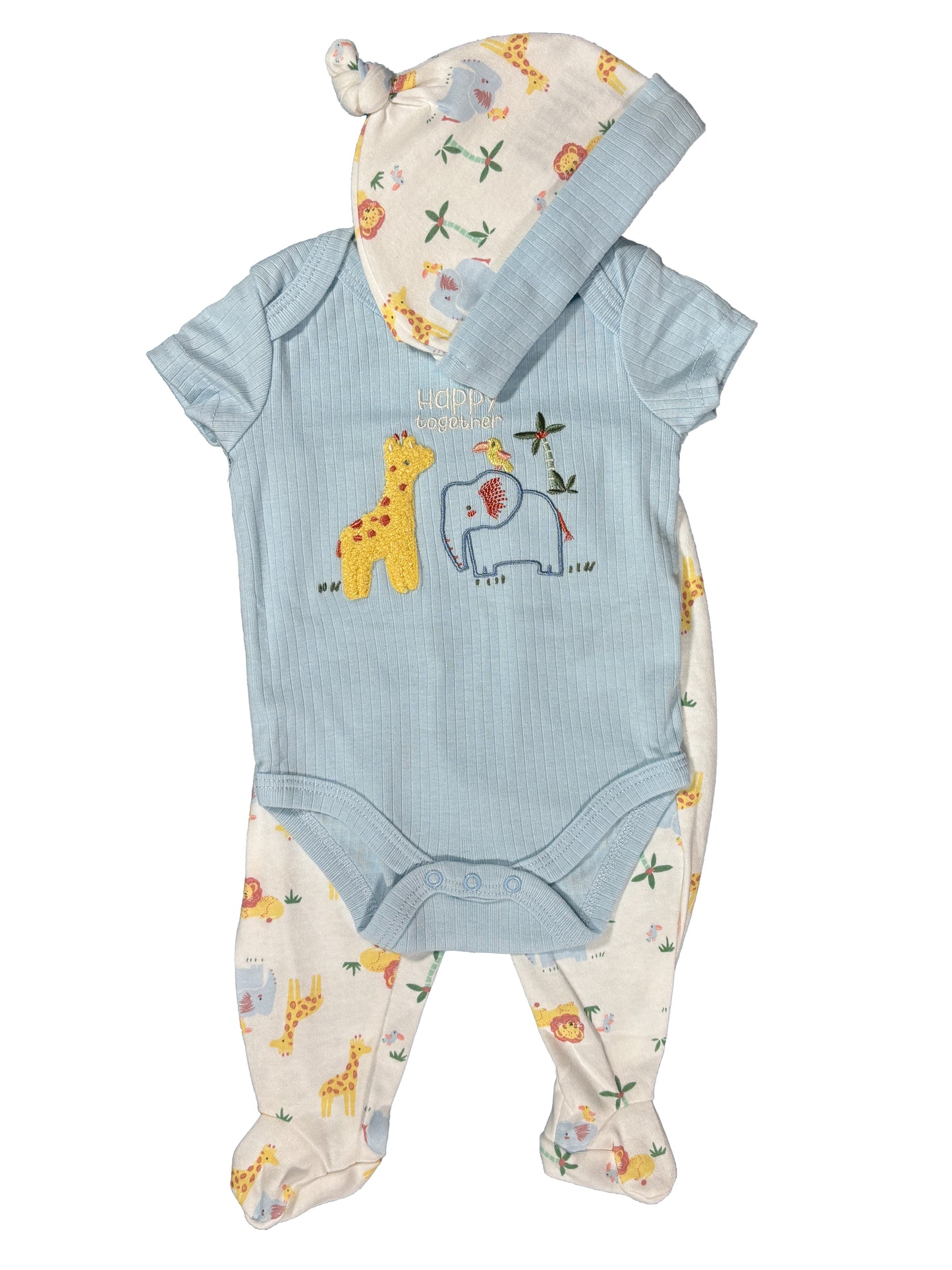 Conjunto 3p Celeste Animales