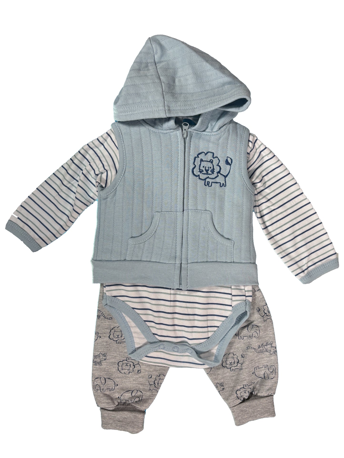 Conjunto Chaleco Celeste Leon