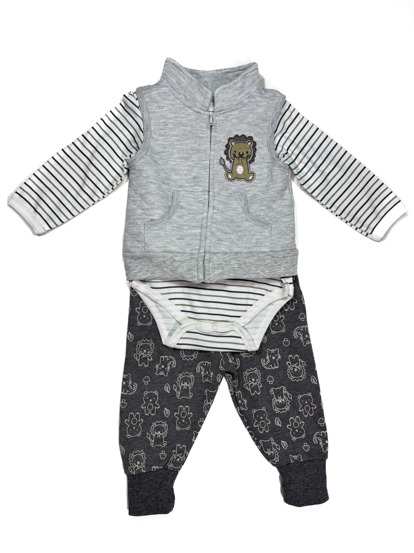 Conjunto Chaleco Plomo Leon
