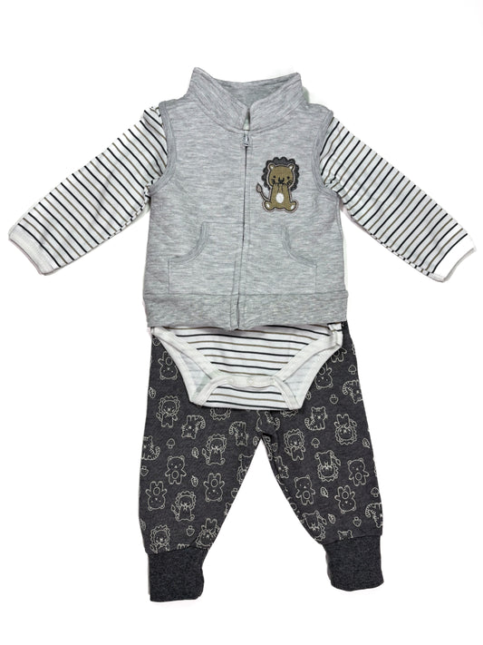 Conjunto Chaleco Plomo Leon