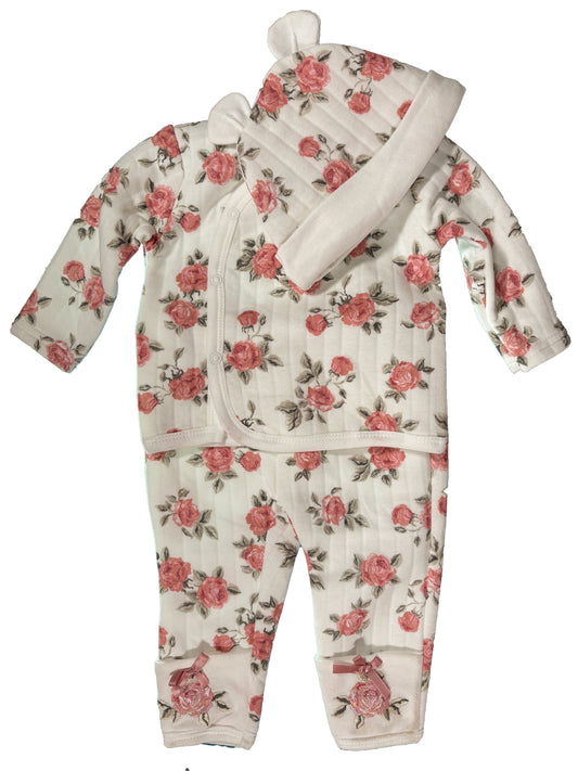 Conjunto 3p Blanco Rosas