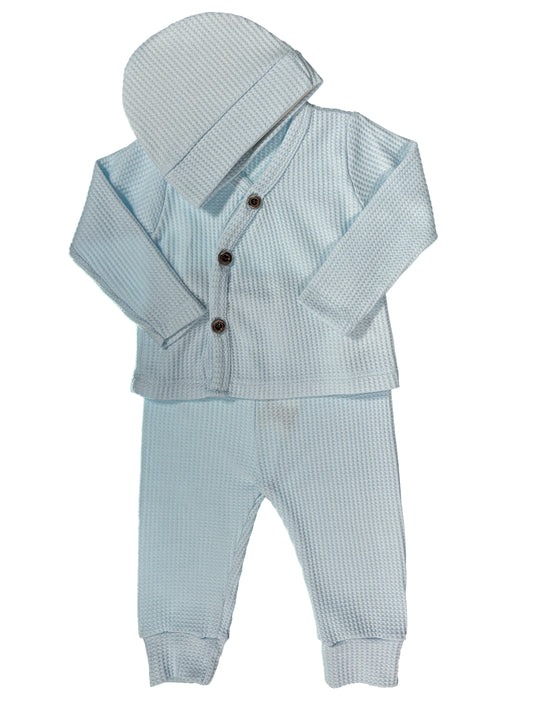 Conjunto 3p Cookie Texture Celeste
