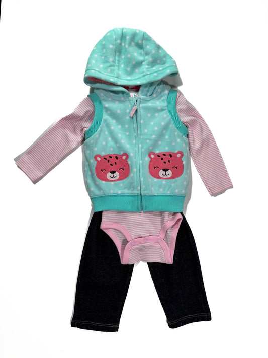 Conjunto Chaleco Celeste Tigre