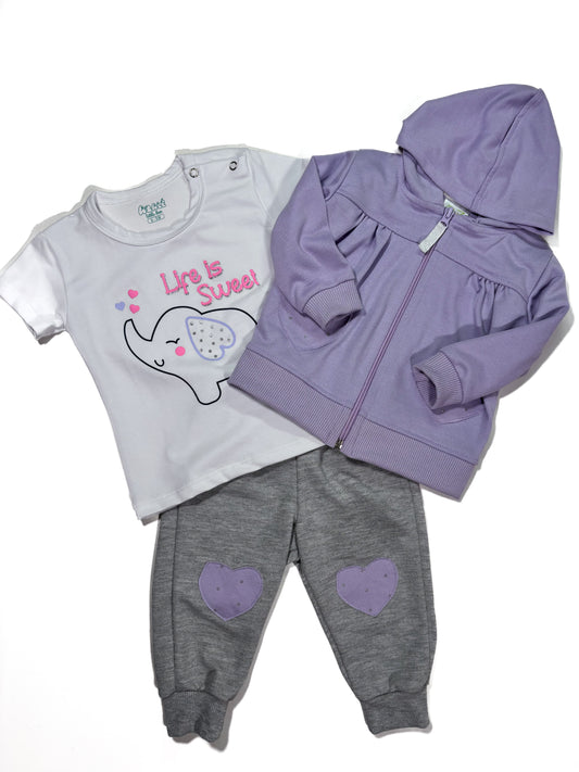 Conjunto Casaca Morada Corazon