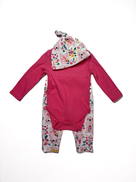 Conjunto 3p Rosado Flores