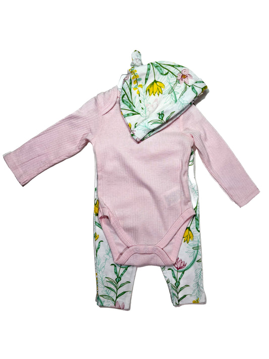 Conjunto 3p Rosa Flores
