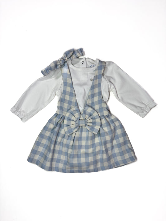 Conjunto Vestido Cuadros Celeste