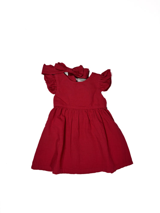 Vestido Lino Rojo
