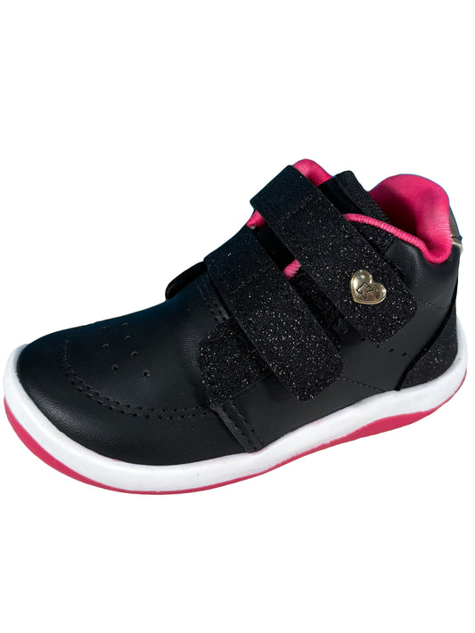 Zapato Botin Negro/Fucsia