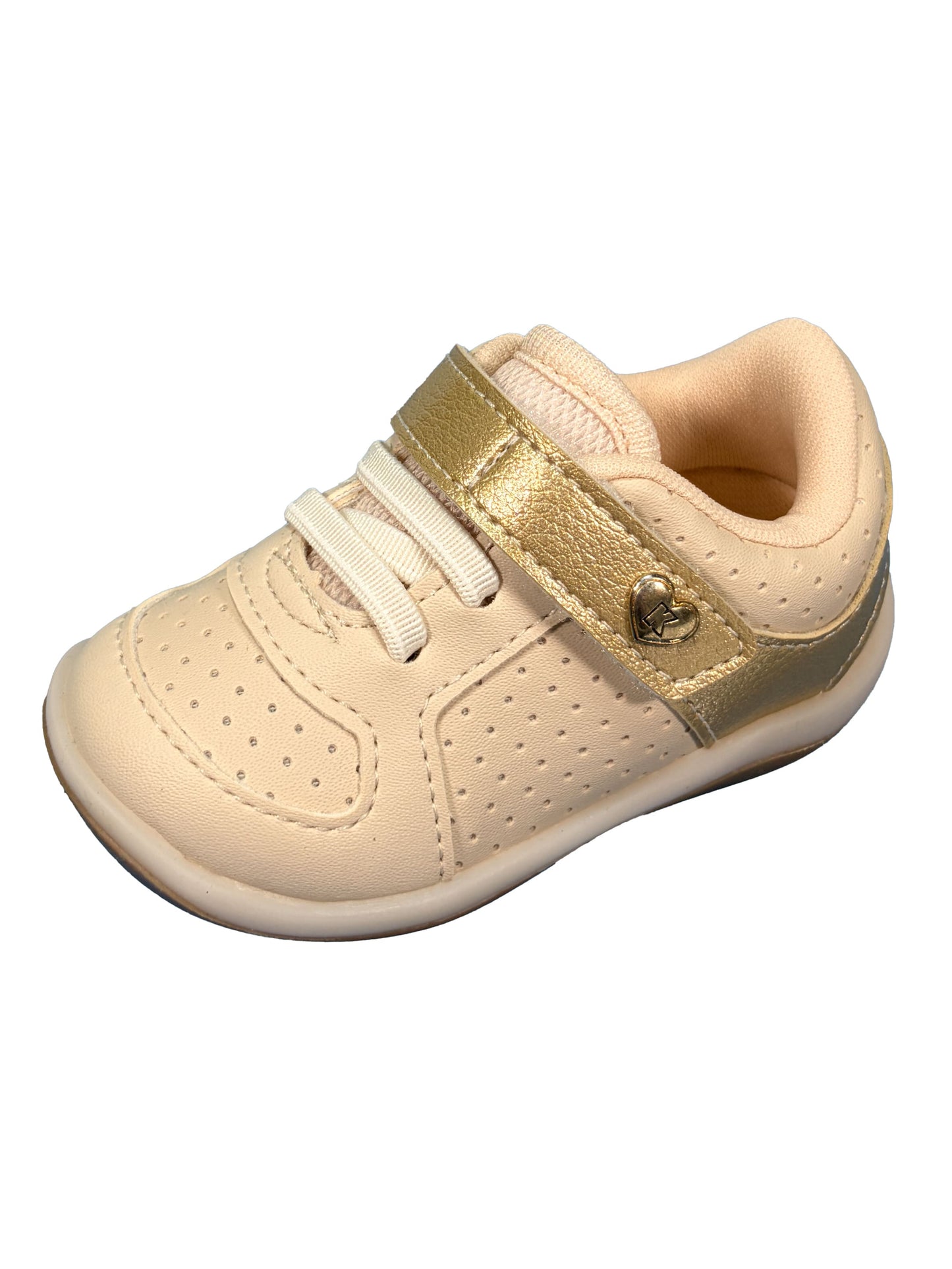 Zapato Velcro Beige/Dorado