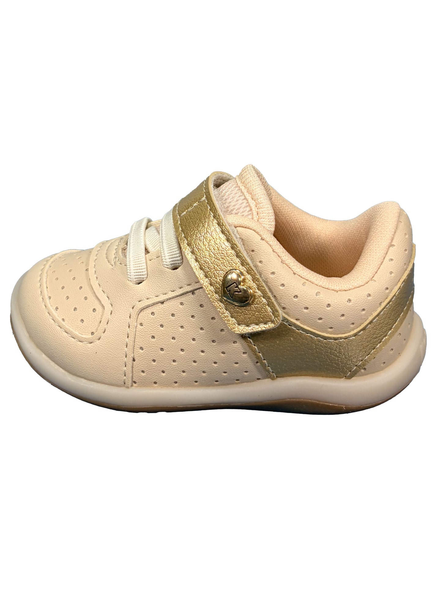 Zapato Velcro Beige/Dorado