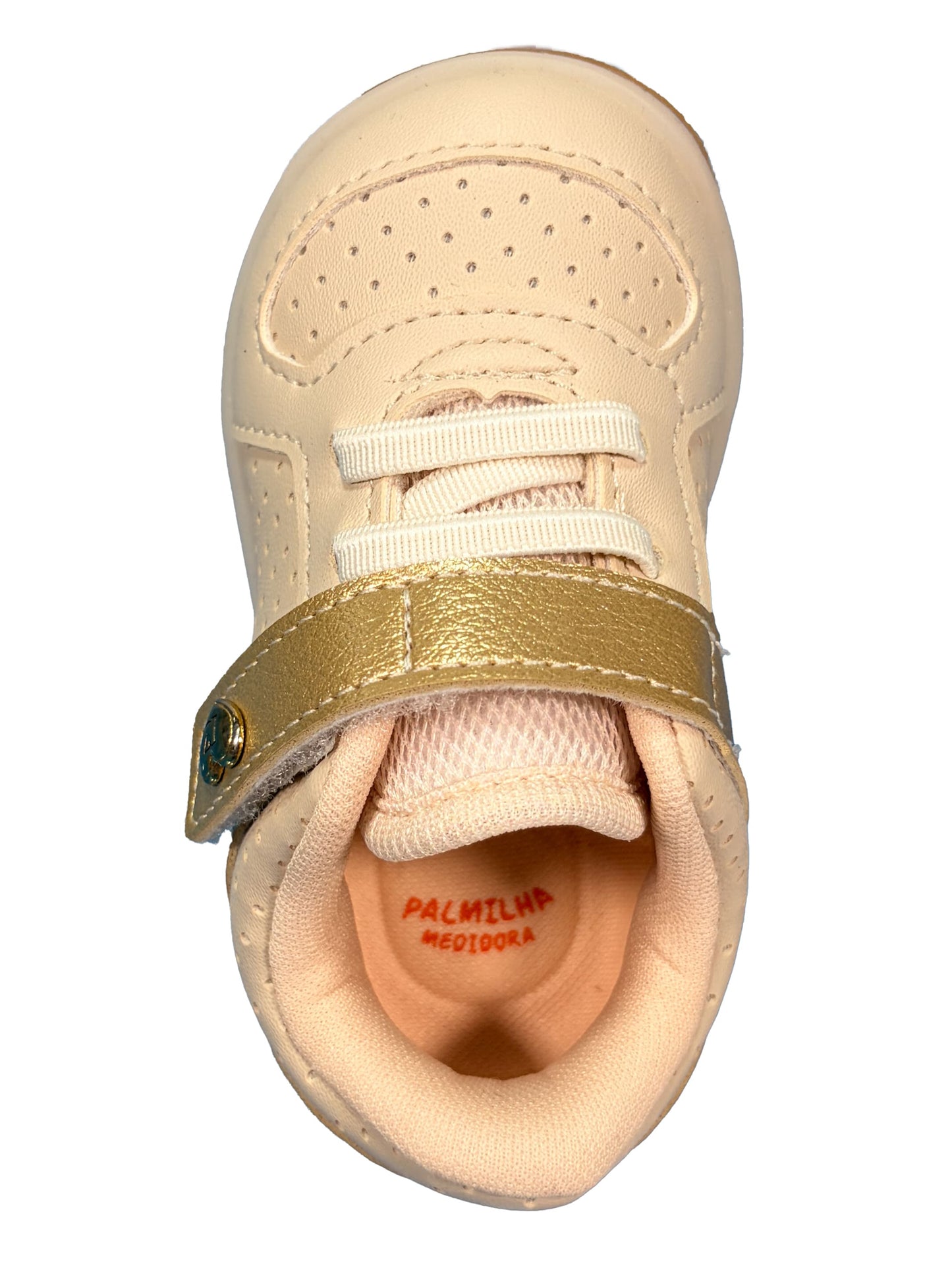 Zapato Velcro Beige/Dorado