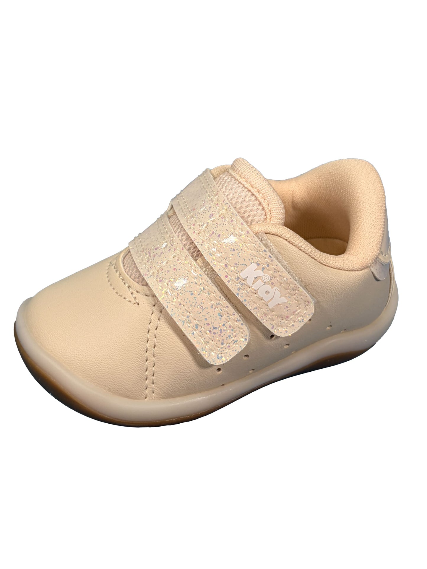 Zapato Velcros Nude Brillos