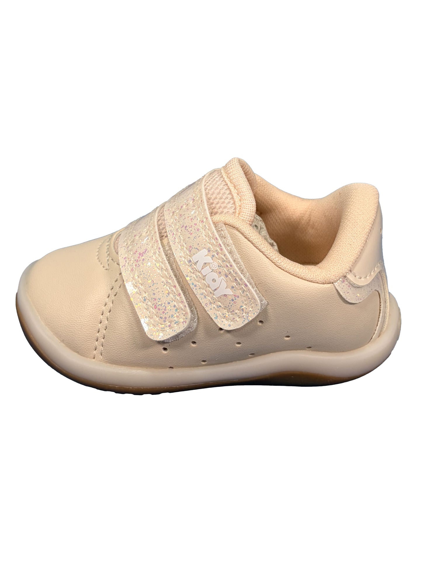 Zapato Velcros Nude Brillos