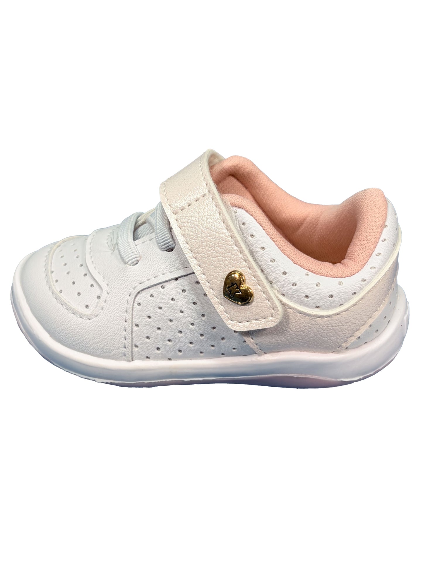 Zapato Velcro Corazon Blanco/Rosa