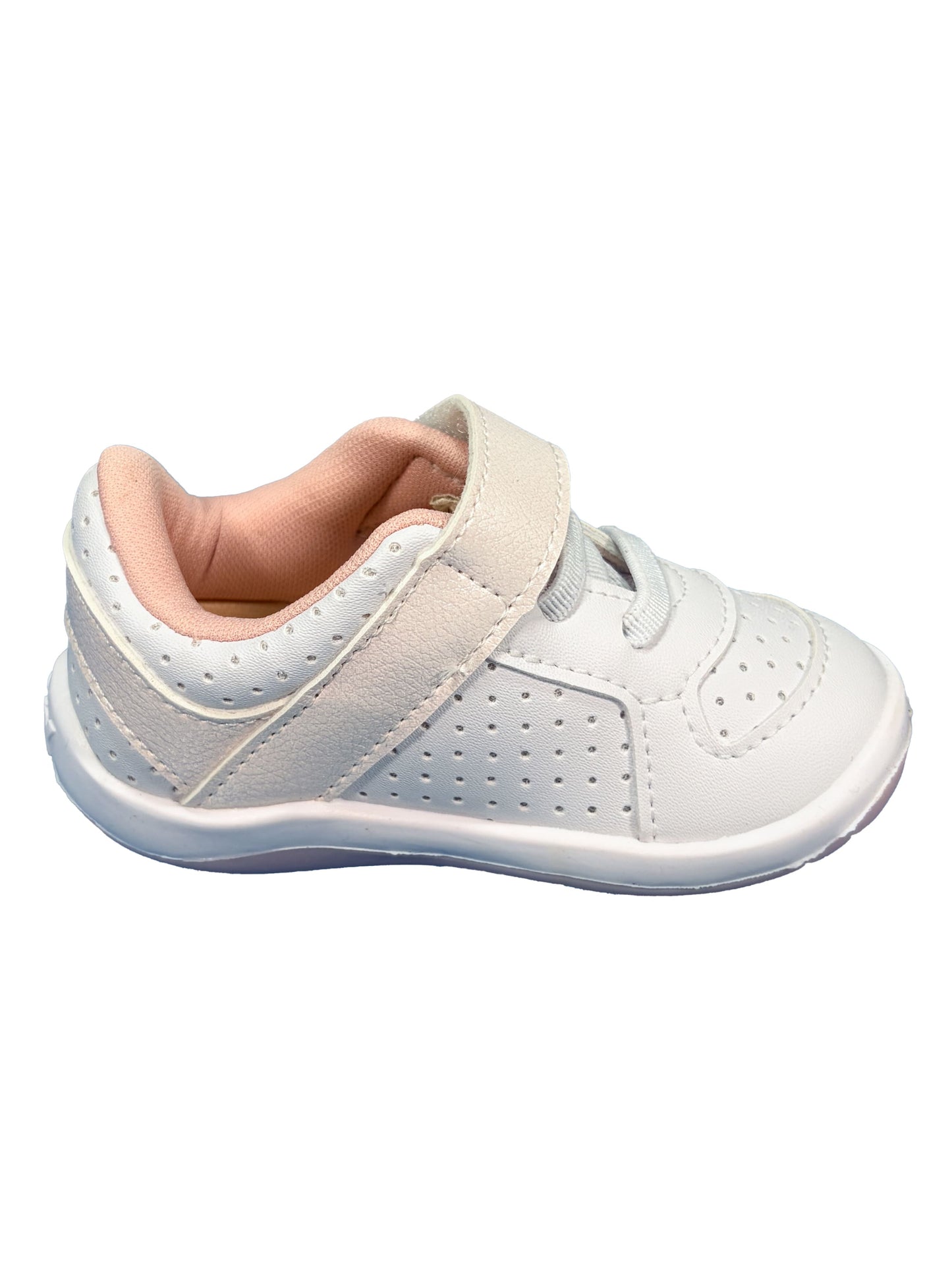 Zapato Velcro Corazon Blanco/Rosa