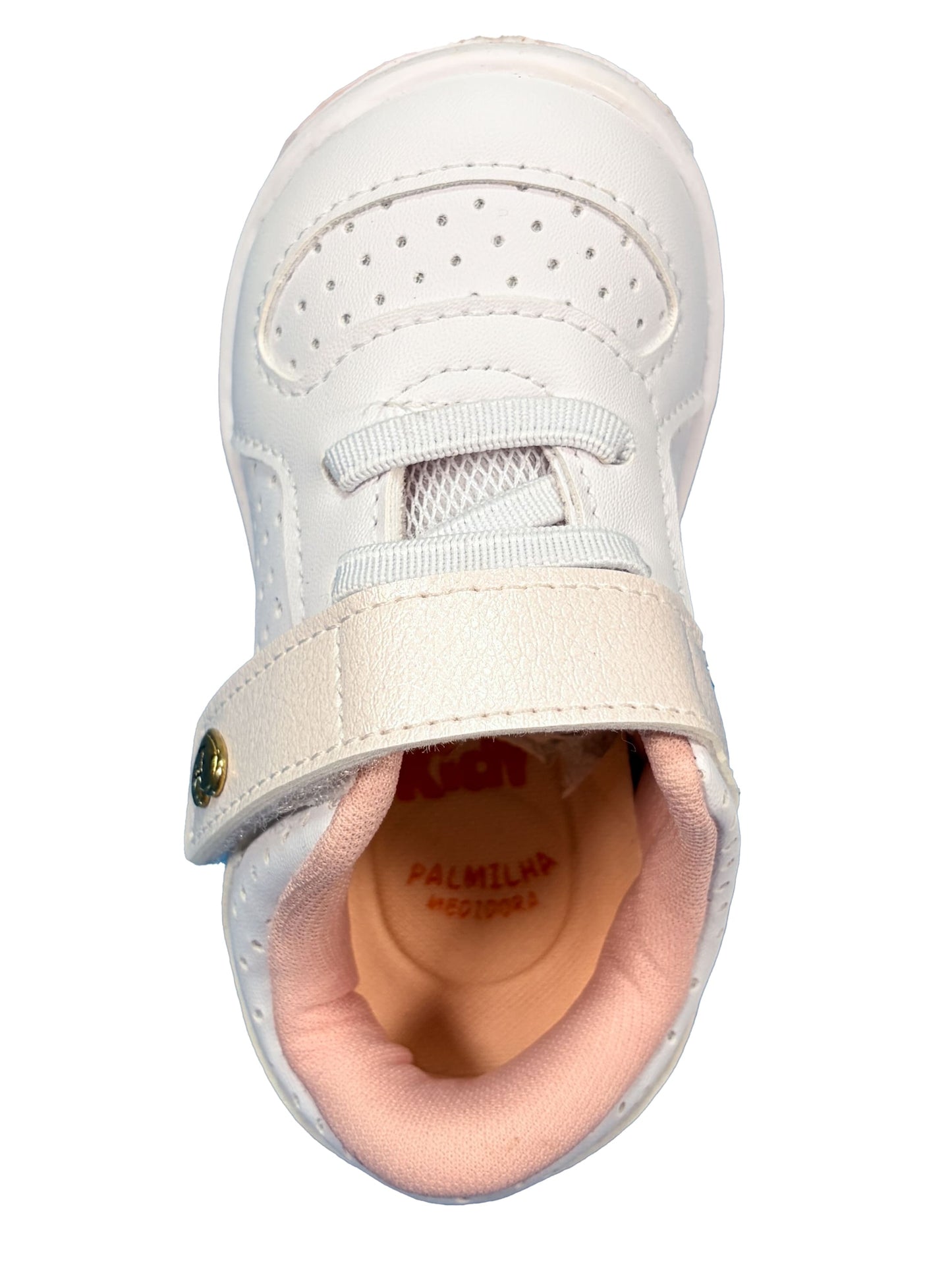 Zapato Velcro Corazon Blanco/Rosa