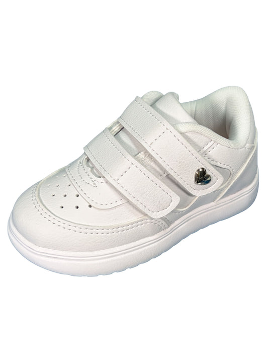 Zapato Blanco Doble Velcro Corazon