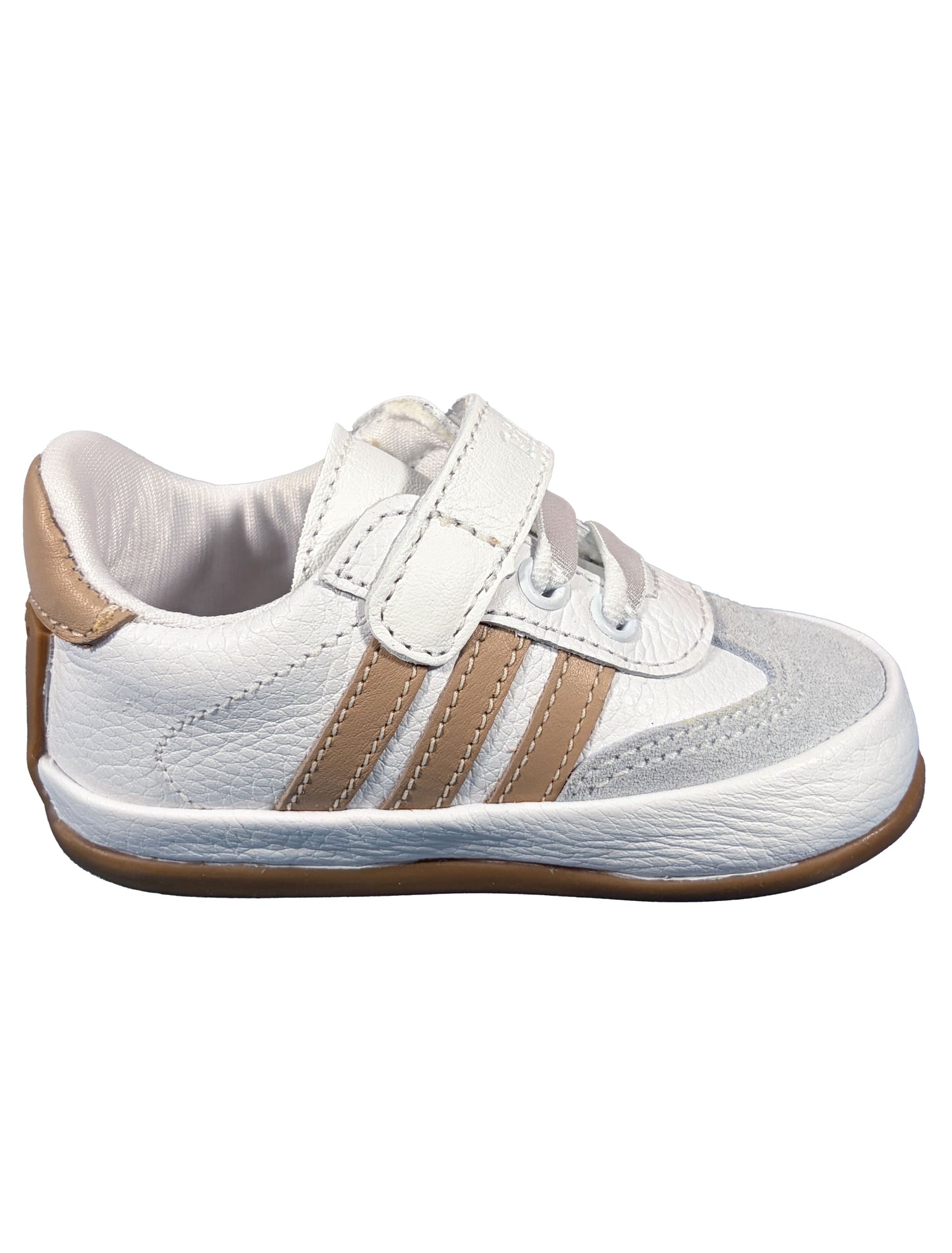 Zapato Tennis Blanco Rayas Cafes