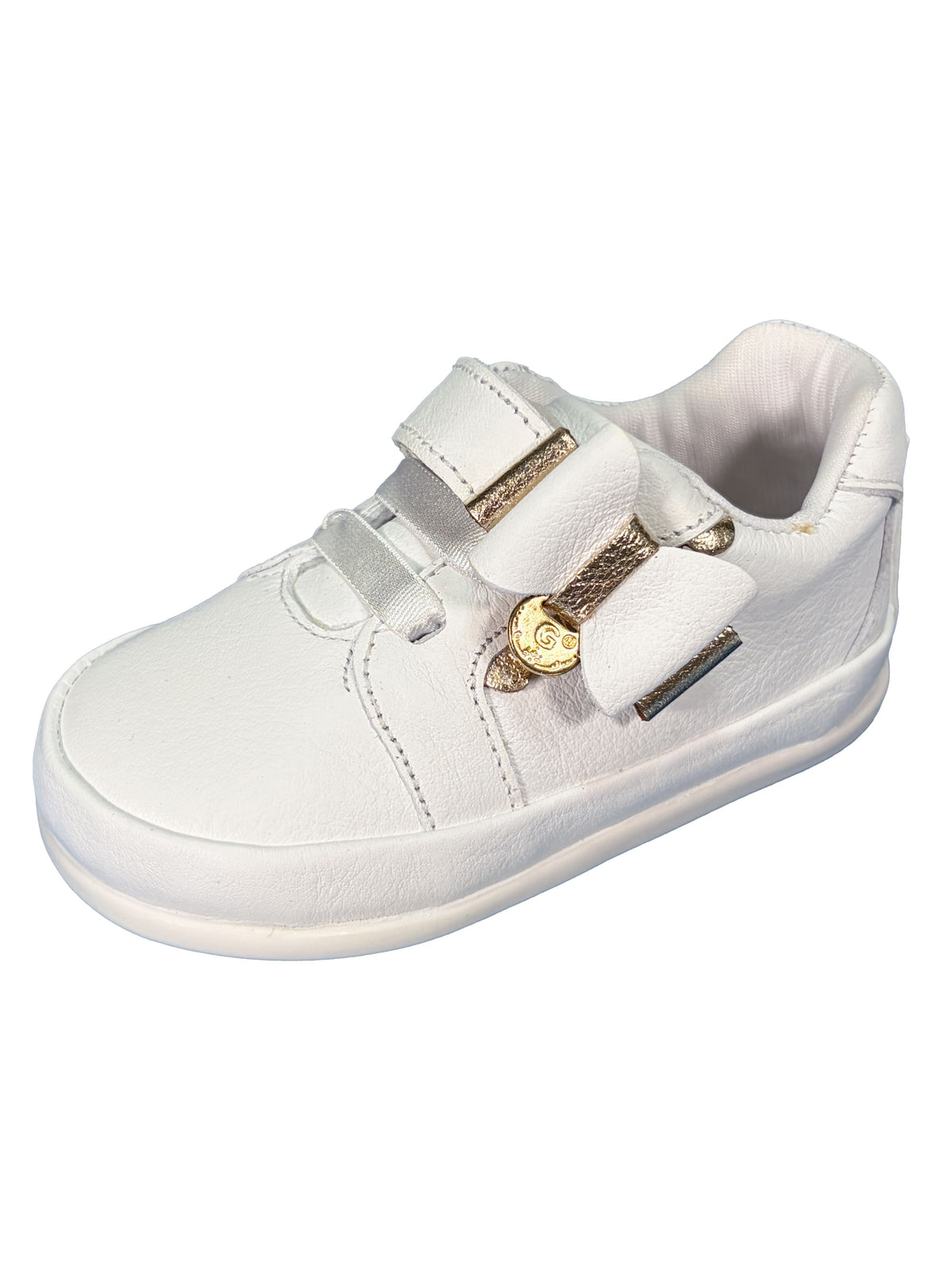 Zapato Blanco con Dorado Lazo