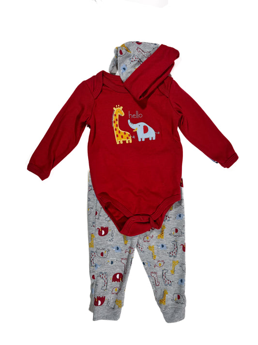 Conjunto 3p Rojo Animales