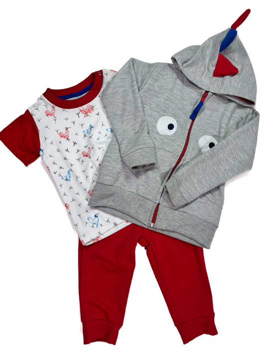 Conjunto 3p Rojo Gallo