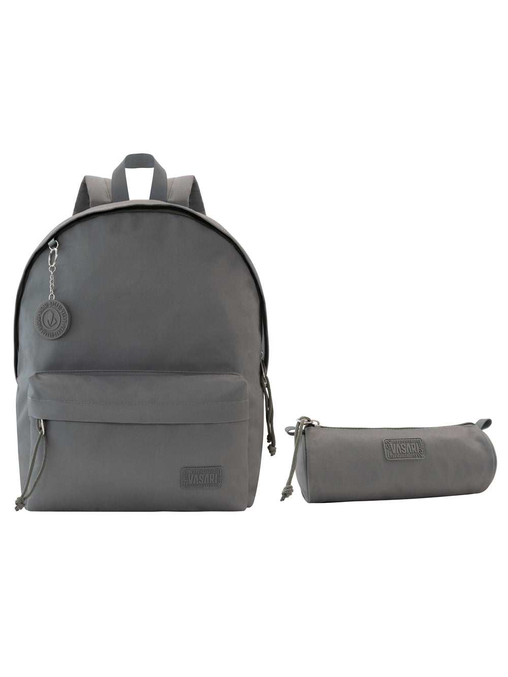 Mochila Gris Con Cartuchera